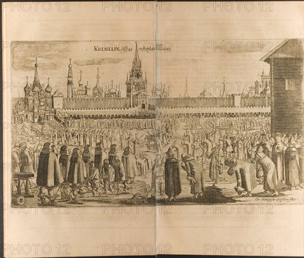 The donkey walk in the Moscow Kremlin (Illustration from Travels to the Great Duke of Muscovy and t Artist: Rothgiesser, Christian Lorenzen (?-1659)