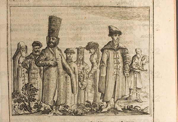 Traditional dress of Moscovites (Illustration from Travels to the Great Duke of Muscovy and the Kin Artist: Rothgiesser, Christian Lorenzen (?-1659)