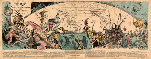 Carte des voyages très extraordinaires de Saturnin Farandoul. Artist: Robida, Albert (1848-1926)
