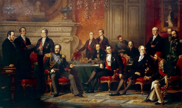 The Congress of Paris in 1856. Artist: Dubufe, Édouard Louis (1819-1883)