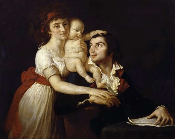 Camille Desmoulins with his wife Lucile and child. Artist: David, Jacques Louis (1748-1825)