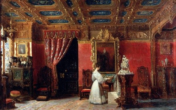 Princess Marie d?Orléans (1813-1839), Duchess of Württemberg, in her Atelier in the Palais des Tuile Artist: Lafaye, Prosper (1806-1883)