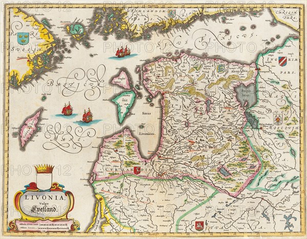 Livonia Map, Vulgo Lyefland, Atlas Maior. Artist: Blaeu, Joan (1596-1673)