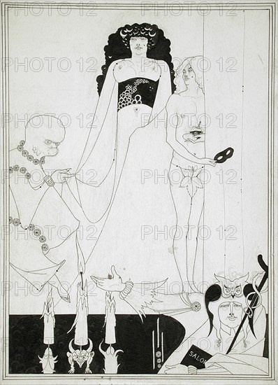 Enter Herodias. Illustration for Salome by Oscar Wilde. Artist: Beardsley, Aubrey (1872?1898)