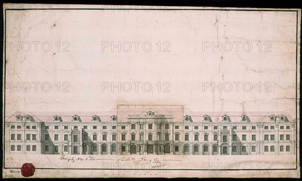 Ludwigsburg Palace. Facade design of the north wing. Artist: Anonymous
