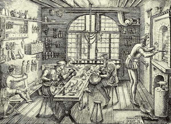 Goldsmith's Shop. Artist: Delaune, Étienne (1518-1583)