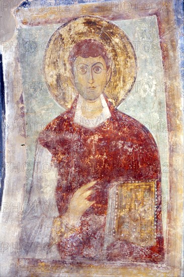 Saint Pantaleon (Panteleimon). Artist: Ancient Russian frescos