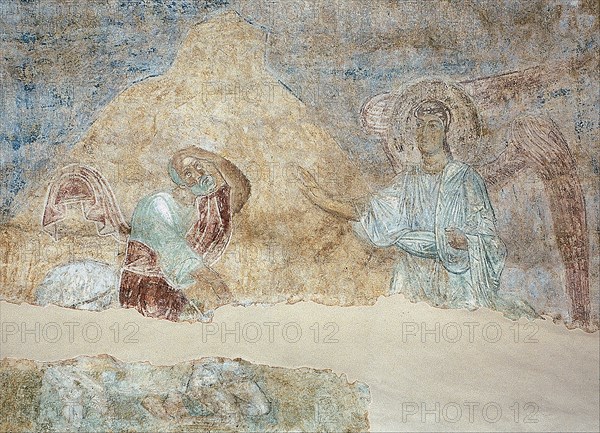 Balaam and the angel. Artist: Ancient Russian frescos
