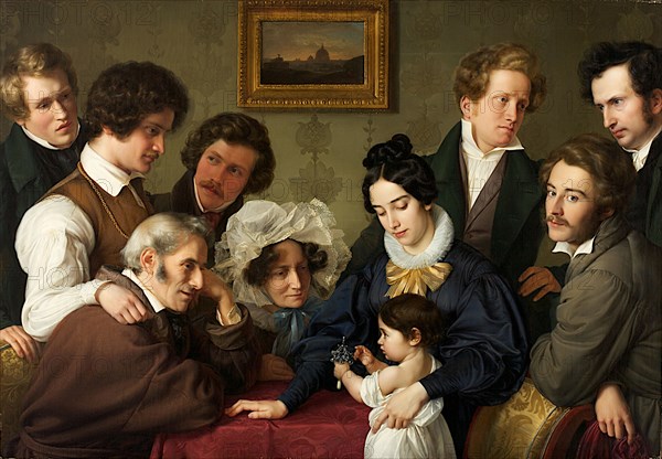 The Schadow Circle. (The Bendemann Family and their Friends). Artist: Bendemann, Eduard (1811-1889)