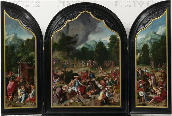 Triptych with the Adoration of the Golden Calf. Artist: Leyden, Lucas, van (1489/94-1533)