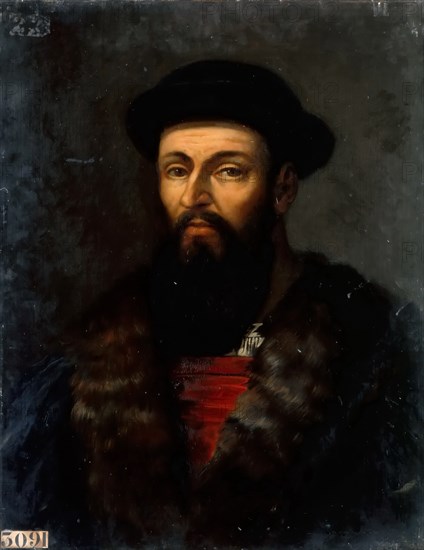 Portrait of Ferdinand Magellan (1470-1521). Artist: Larivière, Charles-Philippe (1798-1876)