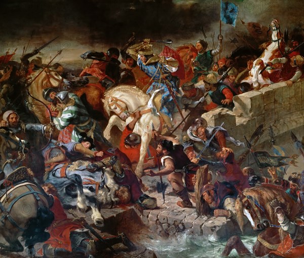 The Battle of Taillebourg, 21st July 1242. Artist: Delacroix, Eugène (1798-1863)