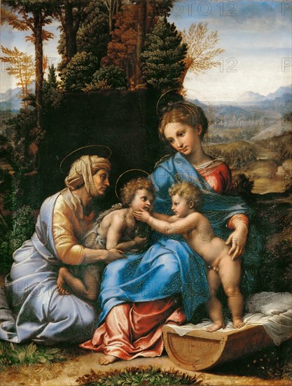 The Holy Family with John the Baptist as a Boy and Saint Elizabeth (La Petite Sainte Famille). Artist: Romano, Giulio (1499-1546)