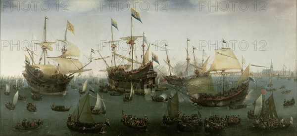 The Return to Amsterdam of the Second Expedition to the East Indies, 19 July 1599. Artist: Vroom, Hendrick Cornelisz. (1562/3-1640)