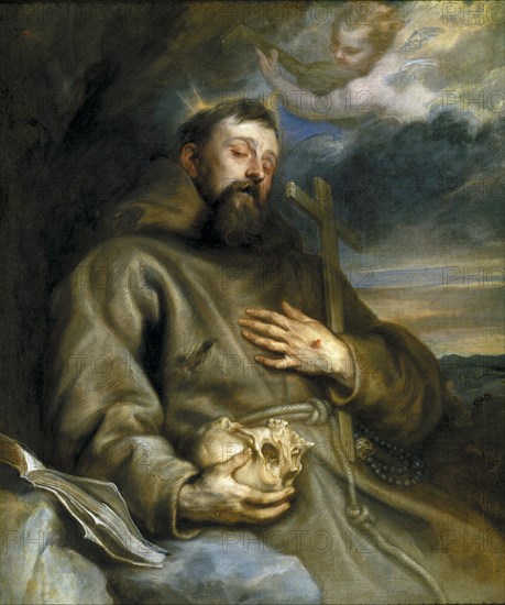 Saint Francis of Assisi in Ecstasy. Artist: Dyck, Sir Anthony van (1599-1641)