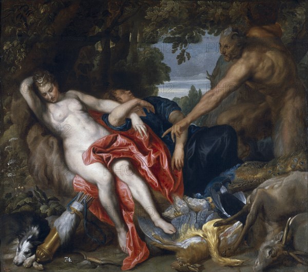 Diana and her nymph surprised by satyr. Artist: Dyck, Sir Anthony van (1599-1641)