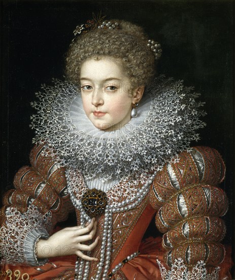 Portrait of Queen Elisabeth of France (1602-1644), Queen consort of Spain. Artist: Pourbus, Frans, the Younger (1569-1622)