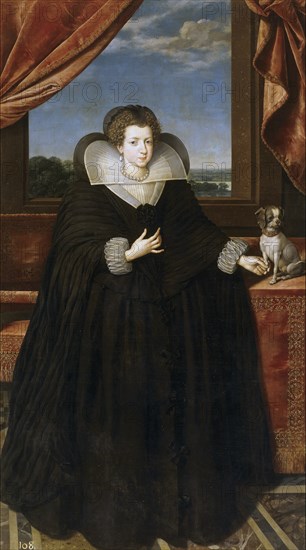 Portrait of Queen Elisabeth of France (1602-1644), Queen consort of Spain. Artist: Pourbus, Frans, the Younger (1569-1622)