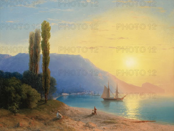 Sunset over Yalta. Artist: Aivazovsky, Ivan Konstantinovich (1817-1900)