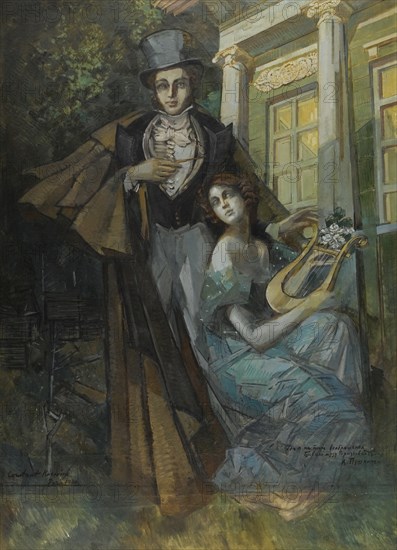 Pushkin and the Muse. Artist: Korovin, Konstantin Alexeyevich (1861-1939)