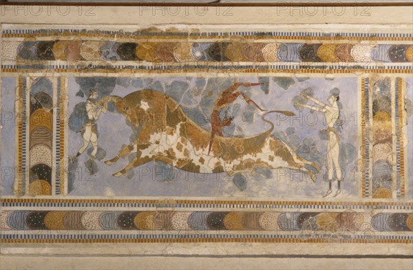 Bull-Leaping (from the Palace Complex of Knossos). Artist: Bronze Age culture