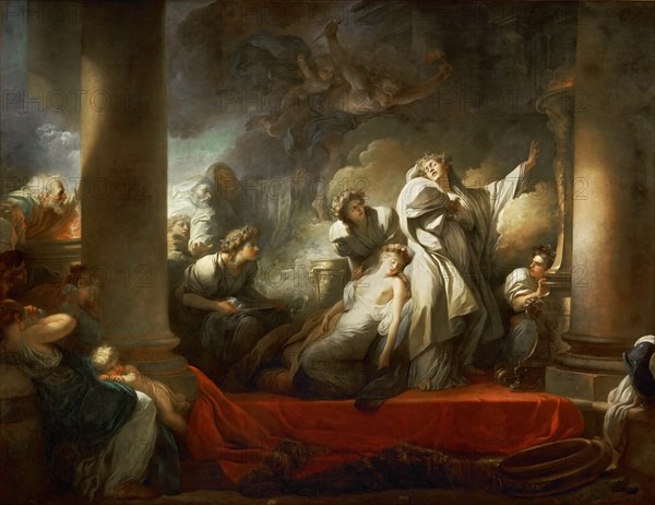 The High Priest Coresus Sacrificing Himself to Save Callirhoe. Artist: Fragonard, Jean Honoré (1732-1806)