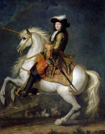 Equestrian portrait of Louis XIV (1638-1715). Artist: Houasse, René-Antoine (c. 1645-1710)