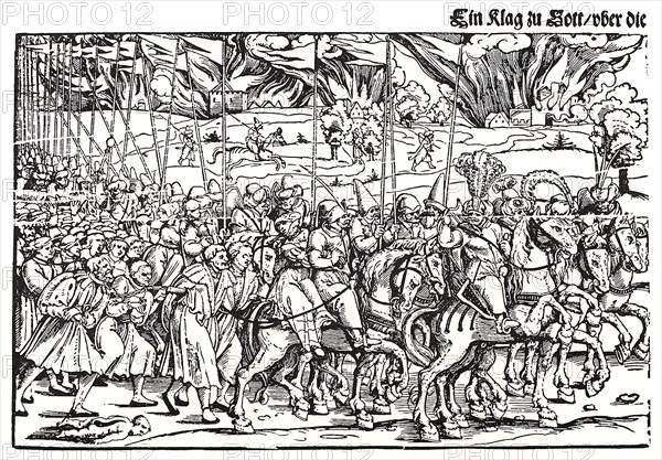 Fragment of a broadside on the Turkish invasion of Hungary. Artist: Schoen, Erhard (1491-1592)