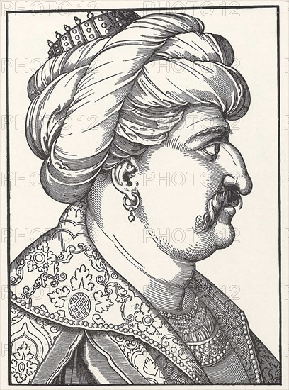 Portrait of Sultan Suleiman I the Magnificent. Artist: Schoen, Erhard (1491-1592)