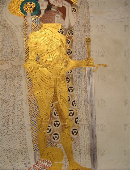 The Beethoven Frieze, Detail: Knight in Shining Armor. Artist: Klimt, Gustav (1862-1918)