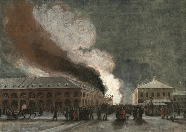Fire in the salt trade rows. Artist: Timm, Vasily (George Wilhelm) (1820-1895)