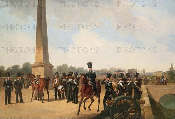 Lifeguards Regiment on the Connetable Square in Gatchina. Artist: Willewalde, Gottfried (Bogdan Pavlovich) (1818-1903)