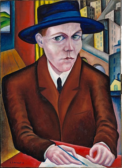 Portrait of Oskar Maria Graf. Artist: Schrimpf, Georg (1889-1939)