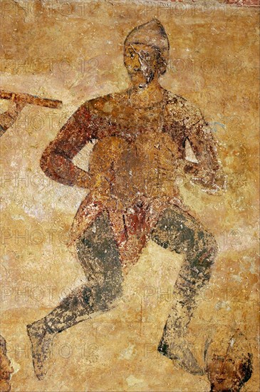 Musicians and acrobats (detail). Artist: Ancient Russian frescos