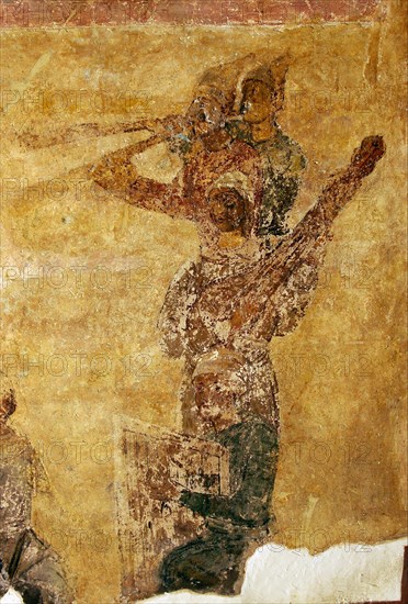 Musicians and acrobats (detail). Artist: Ancient Russian frescos