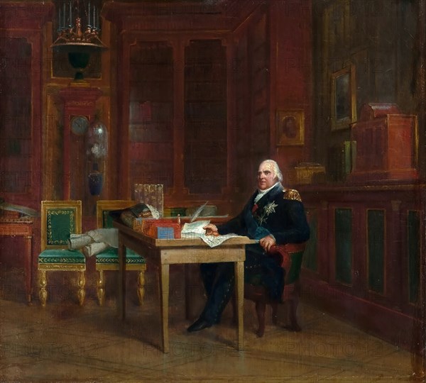 Louis XVIII (1755-1824) in his Study at the Tuileries. Artist: Gérard, François Pascal Simon (1770-1837)