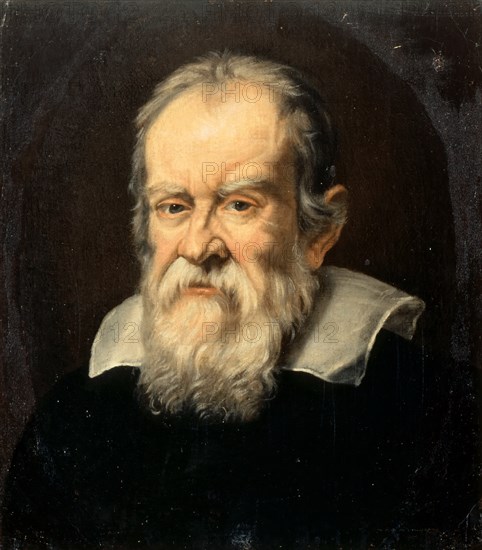 Portrait of Galileo Galilei. Artist: Boschi, Francesco (1619-1675)