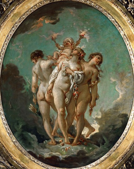 The Three Graces holding Cupid. Artist: Boucher, François (1703-1770)