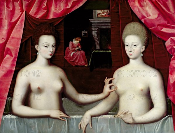 Gabrielle d'Estrées and one of her sisters, duchesse de Villars. Artist: Master of the School of Fontainebleau (2nd third of 16th cen.)