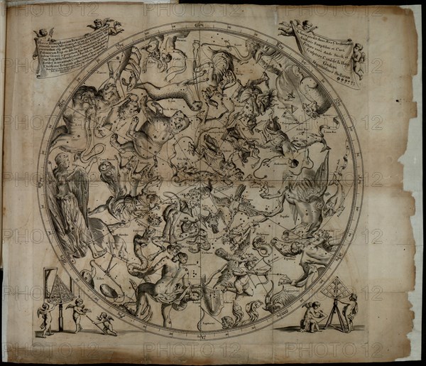 Table of the constellation of the Northern Hemisphere (Firmamentum Sobiescianumsive Uranographia). Artist: Hevelius, Johannes (1611-1687)