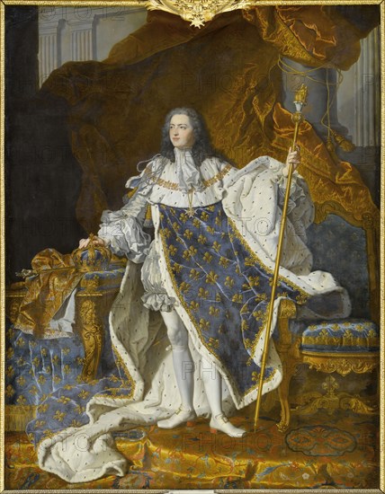 Portrait of Louis XV in his royal costume. Artist: Rigaud, Hyacinthe François Honoré (1659-1743)