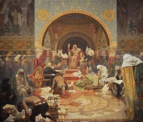 The Bulgarian Tsar Simeon (The cycle The Slav Epic). Artist: Mucha, Alfons Marie (1860-1939)