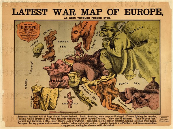 Latest war map of Europe: as seen through French eyes. Artist: Hadol, Paul (1835-1875)