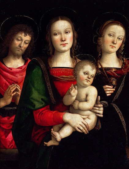 Madonna and Child with Saints Catherine of Alexandria and John the Baptist. Artist: Perugino (ca. 1450-1523)