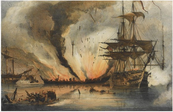 The Naval Battle of Navarino on 20 October 1827. Artist: Reinagle, George Philip (1802-1835)