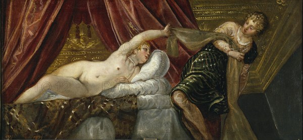 Joseph and Potiphar's Wife. Artist: Tintoretto, Jacopo (1518-1594)