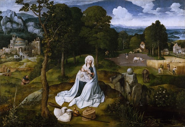 The Flight into Egypt. Artist: Patinir, Joachim (ca. 1480-1524)