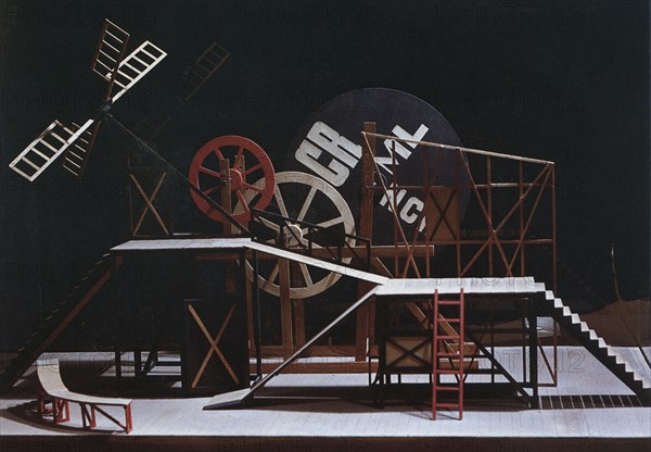 Stage design for the theatre play The Magnificent Cuckold (Le Cocu Magnifique) by F. Crommelynck. Artist: Popova, Lyubov Sergeyevna (1889-1924)