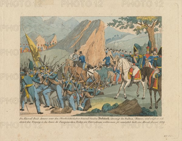 The Army of Graf Ivan Ivanovich Diebitsch crossing the Balkans. Artist: Eisen, Anton Paul (1777-1843)