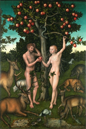 Adam and Eve. Artist: Cranach, Lucas, the Elder (1472-1553)